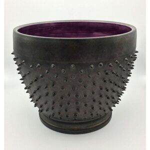 SOLD : Gothic Black Spiky Ceramic Planter / Vase